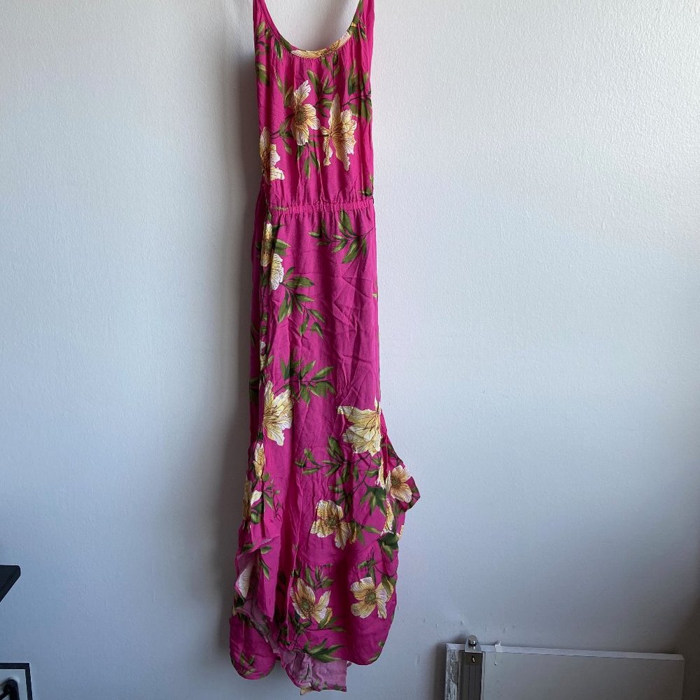Floral Pink summer dress Cross back Small NEW
